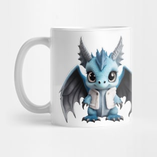 Cute Blue Baby Dragon Wearing a Warm Jacket Mug